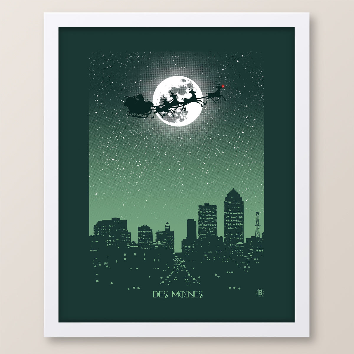 Des Moines Holiday Moon Print