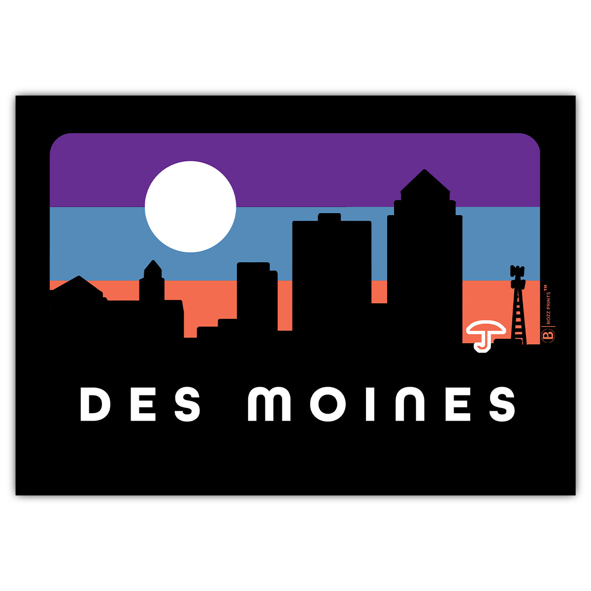 Des Moines Night Greeting Card