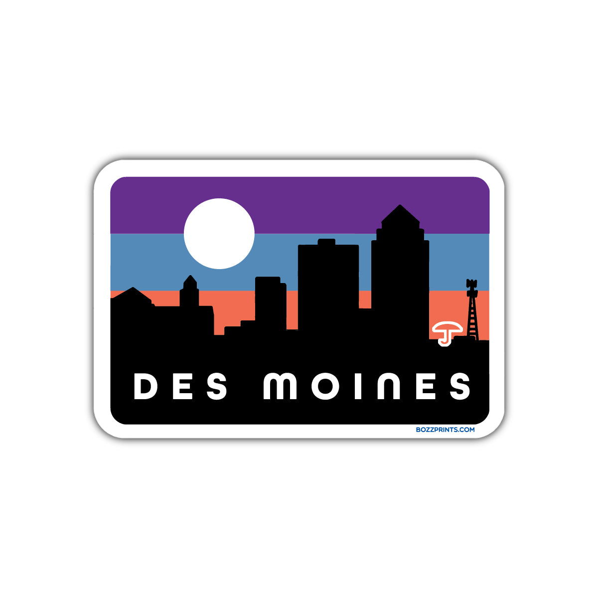 Des Moines Night Sticker