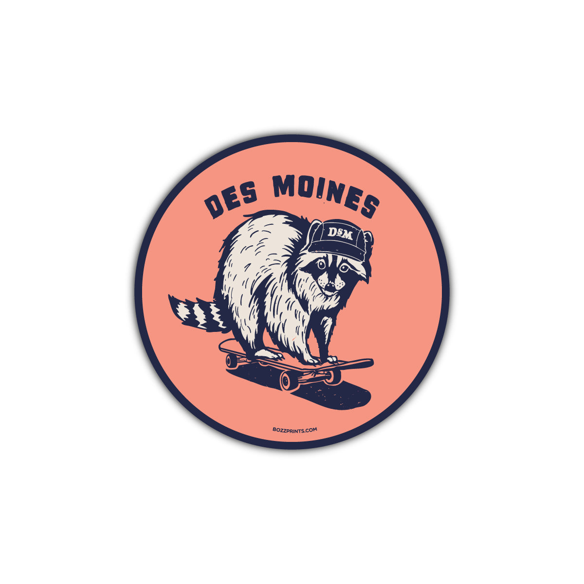 Des Moines Skater Raccoon Sticker