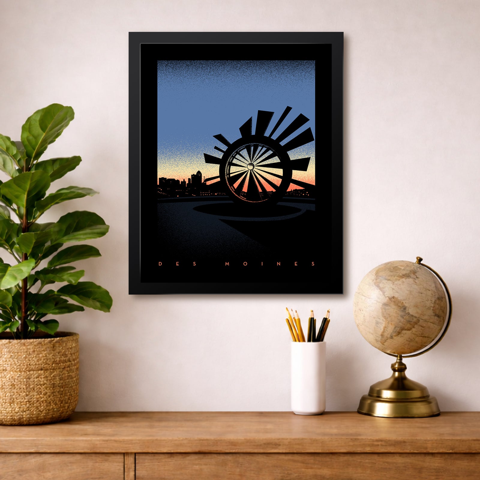 Des Moines Shattering Skyline Print