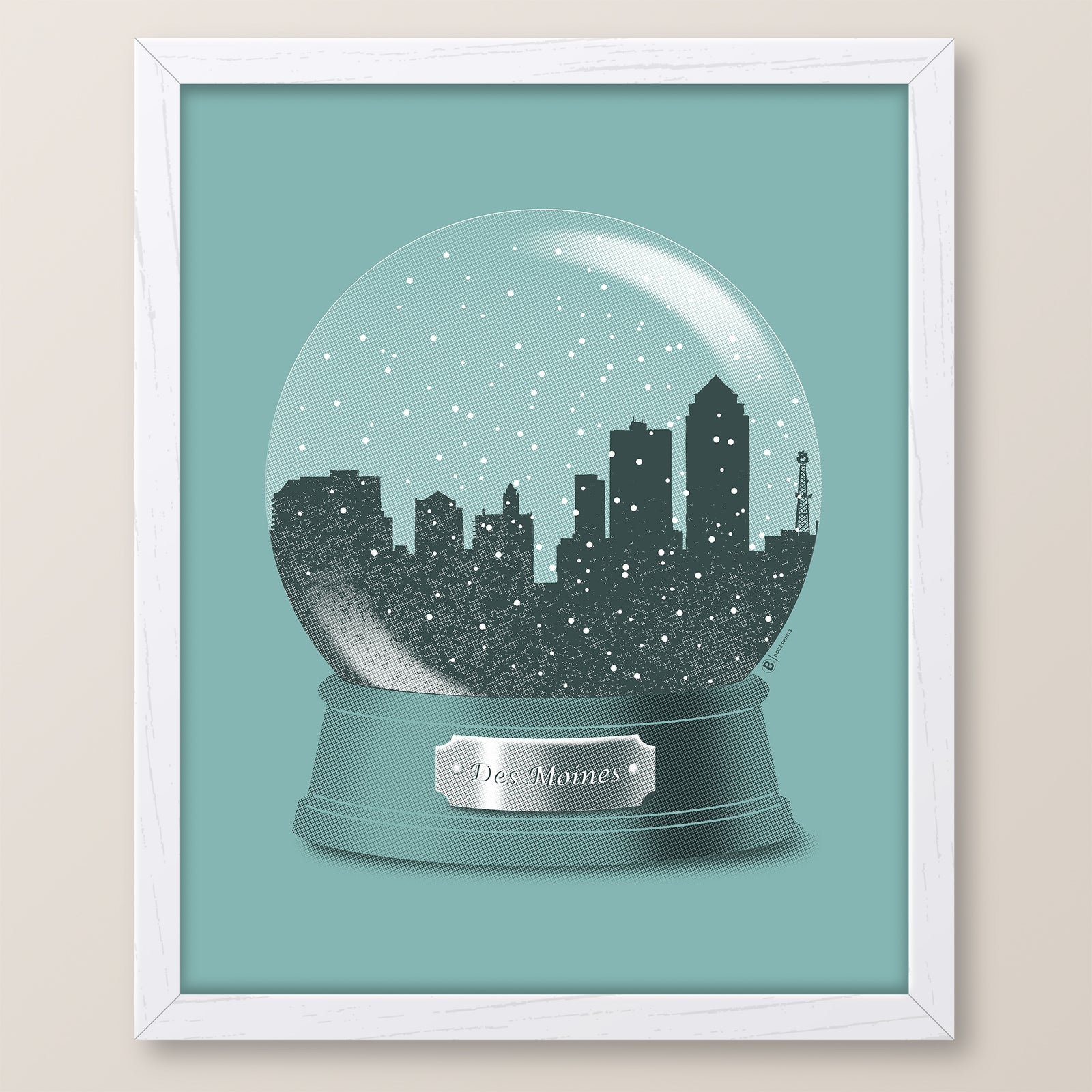 Des Moines Snow Globe Print