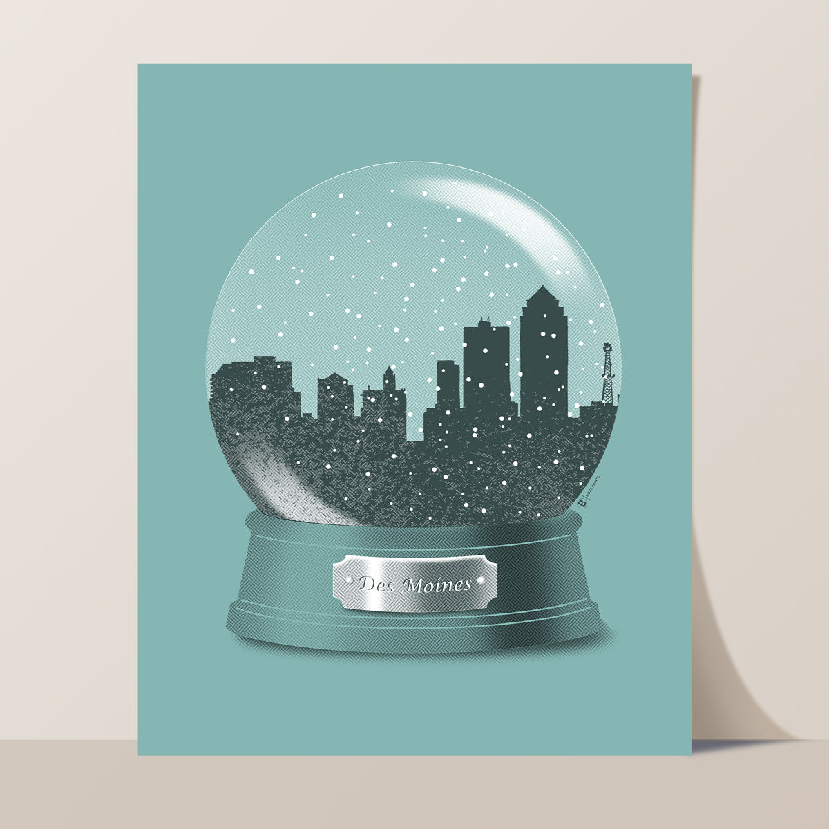 Des Moines Snow Globe Print
