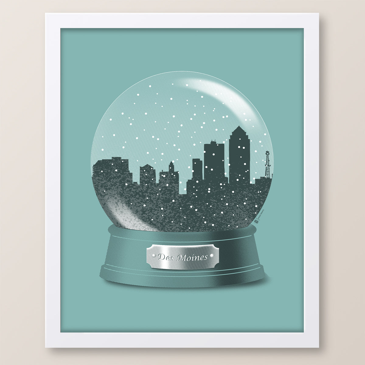 Des Moines Snow Globe Print