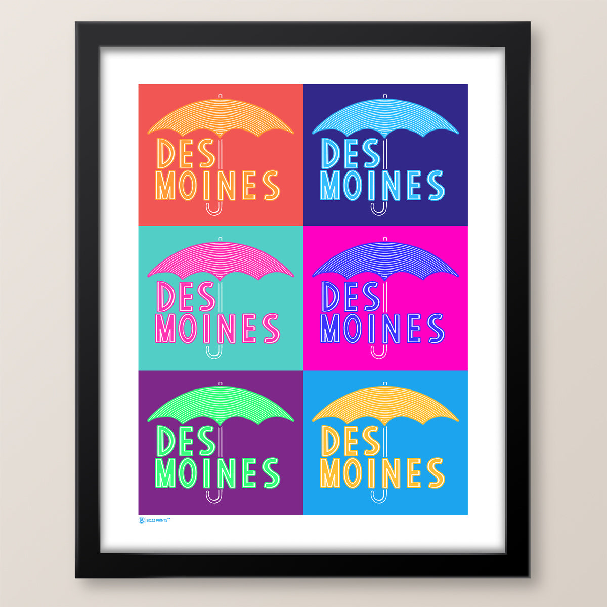 Des Moines Umbrella Pop Art Print