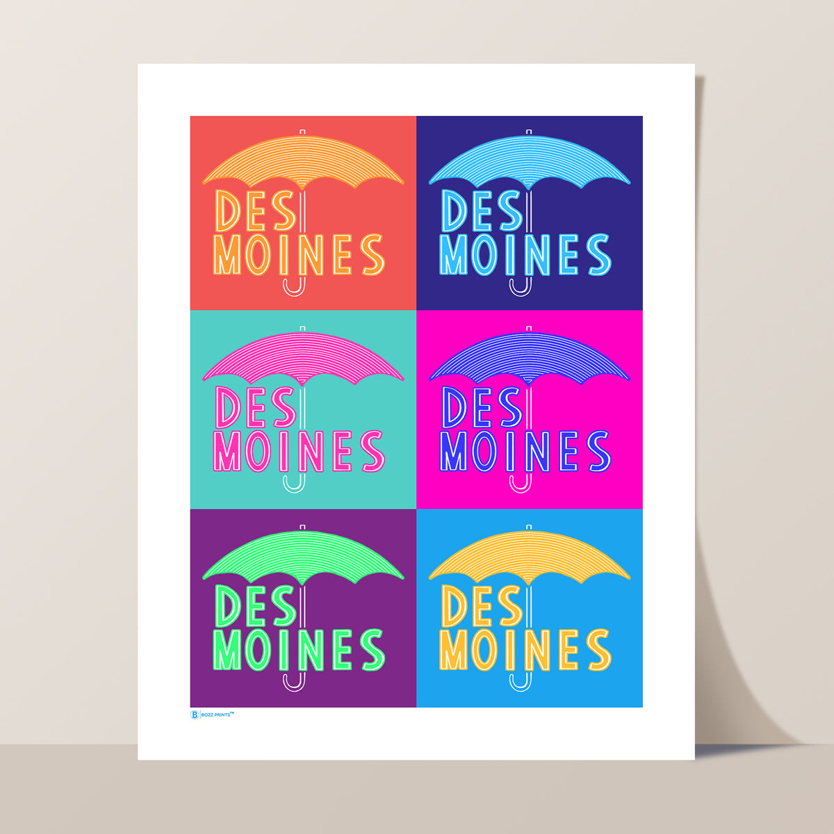 Des Moines Umbrella Pop Art Print