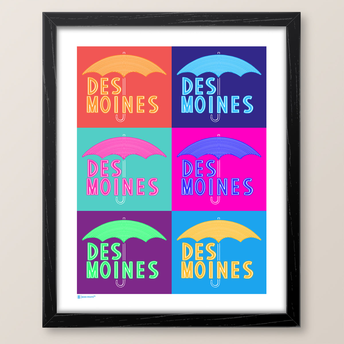 Des Moines Umbrella Pop Art Print