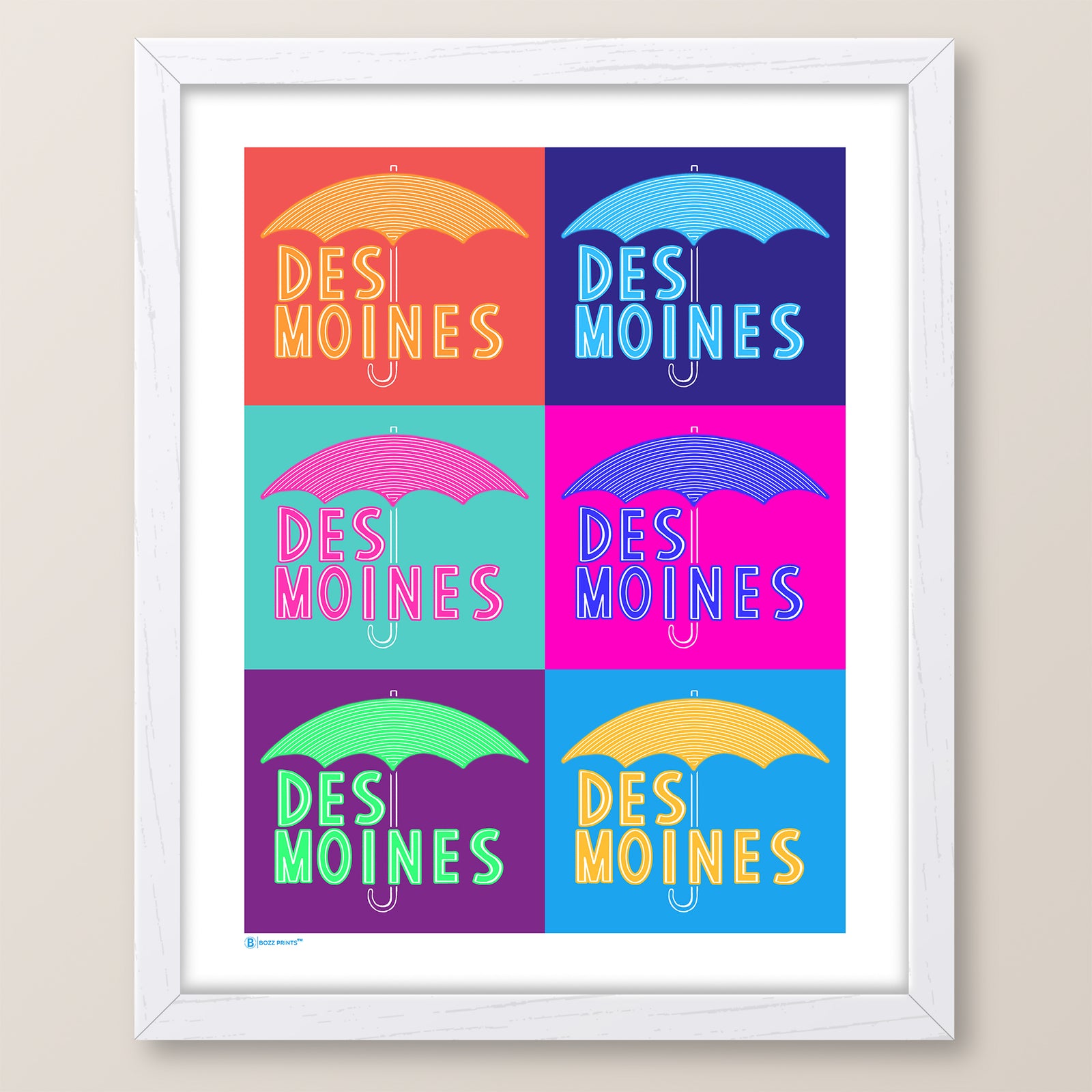 Des Moines Umbrella Pop Art Print