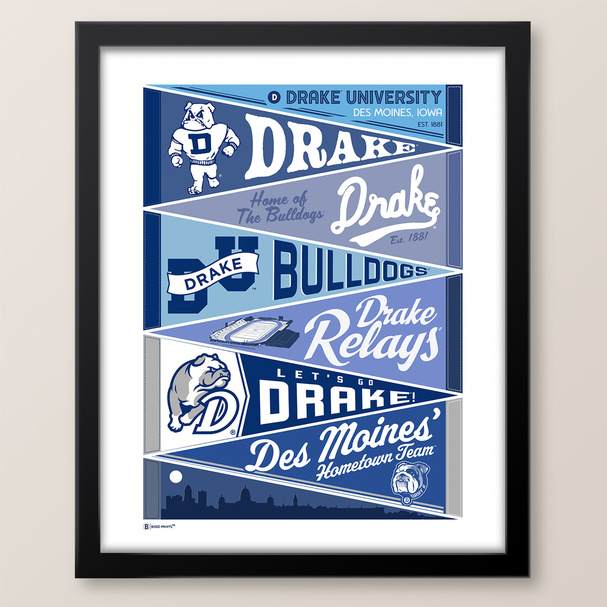 Drake University Pennants Print