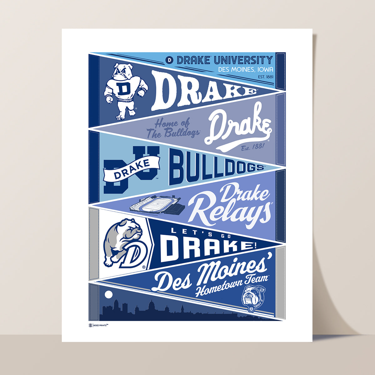 Drake University Pennants Print