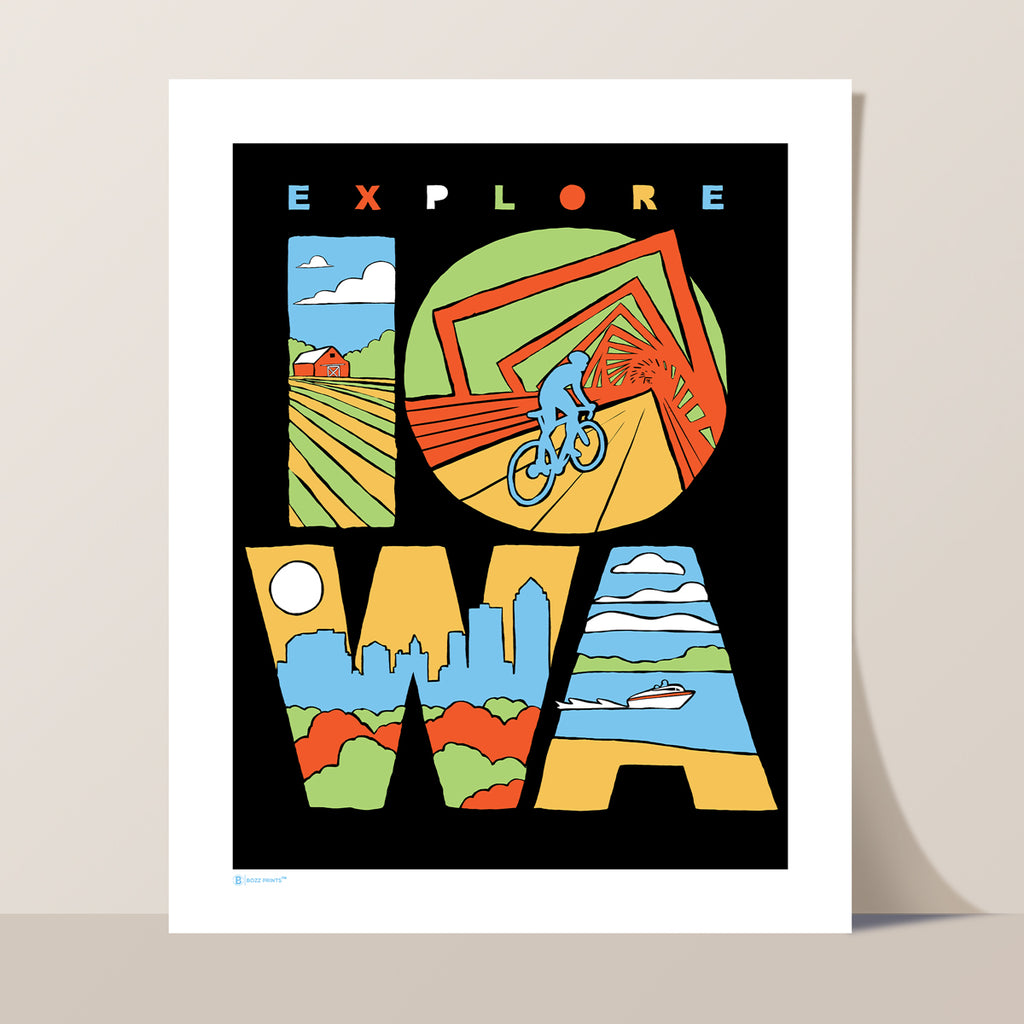 Explore Iowa Art Print - Bozz Prints