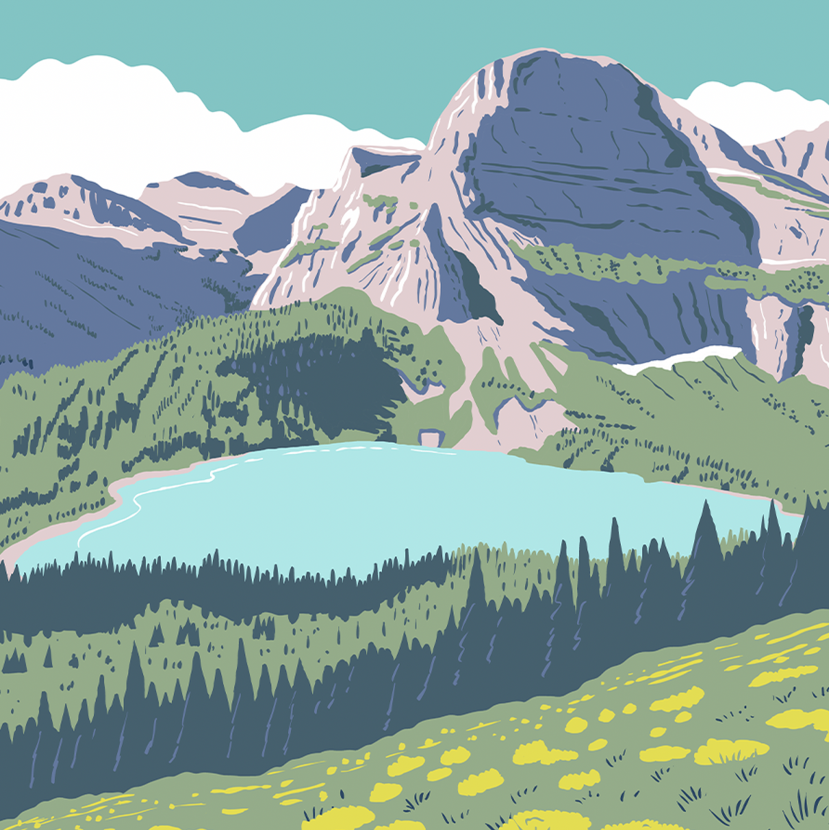 Glacier National Park Grinnell Lake Print