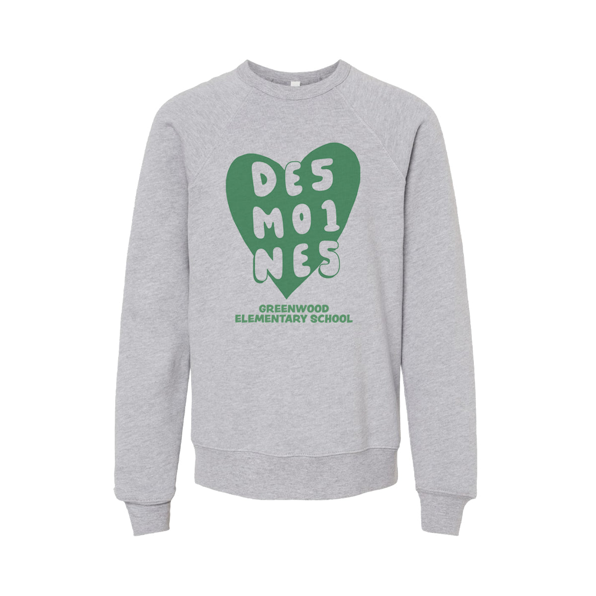 Greenwood Elementary Des Moines 515 Heart Crewneck Youth Sweatshirt
