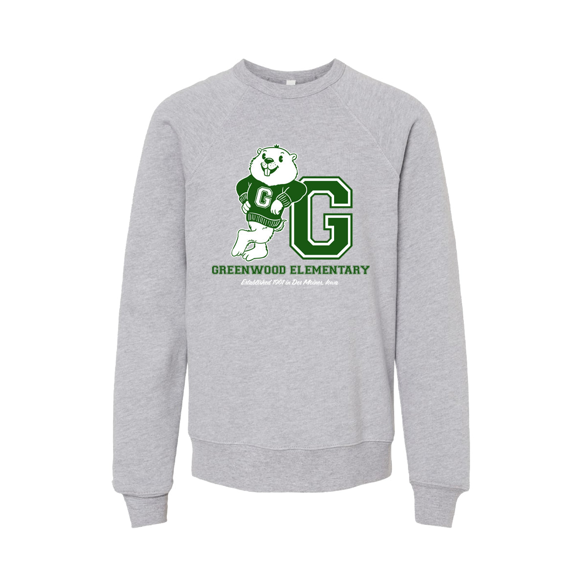Greenwood Elementary Leaning Woodchuck Crewneck Youth Sweatshirt
