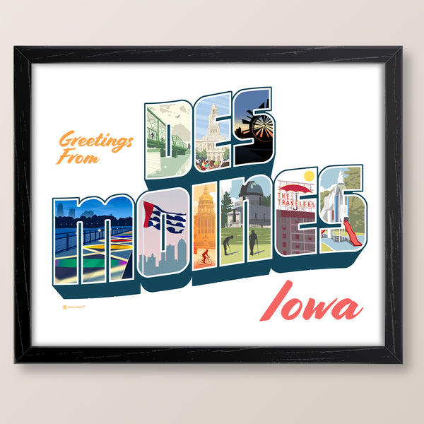 Greetings from Des Moines Art Print - Bozz Prints