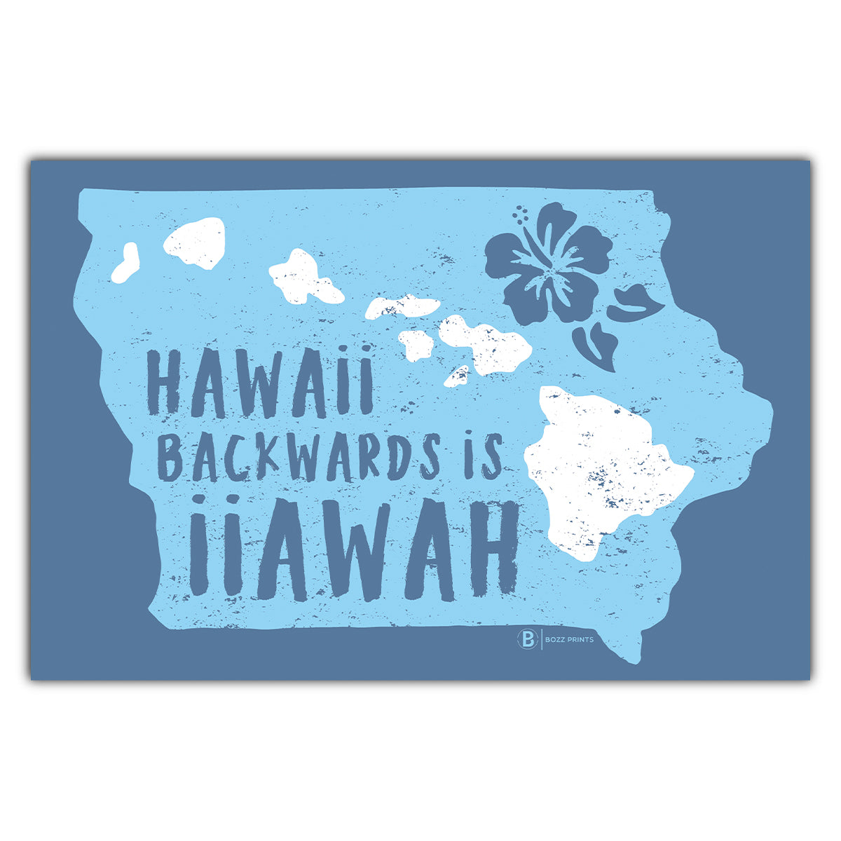 Hawaii Backwards is Iiawah Ocean Blue Postcard