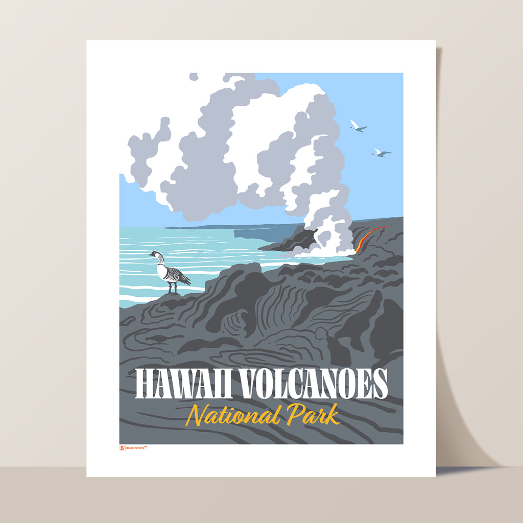 Hawaii Volcanoes National Park Ocean Lava Art Print - Bozz Prints