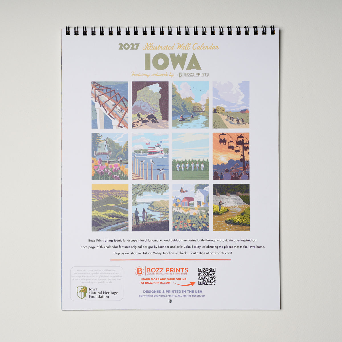 2027 Iowa Illustrated Wall Calendar