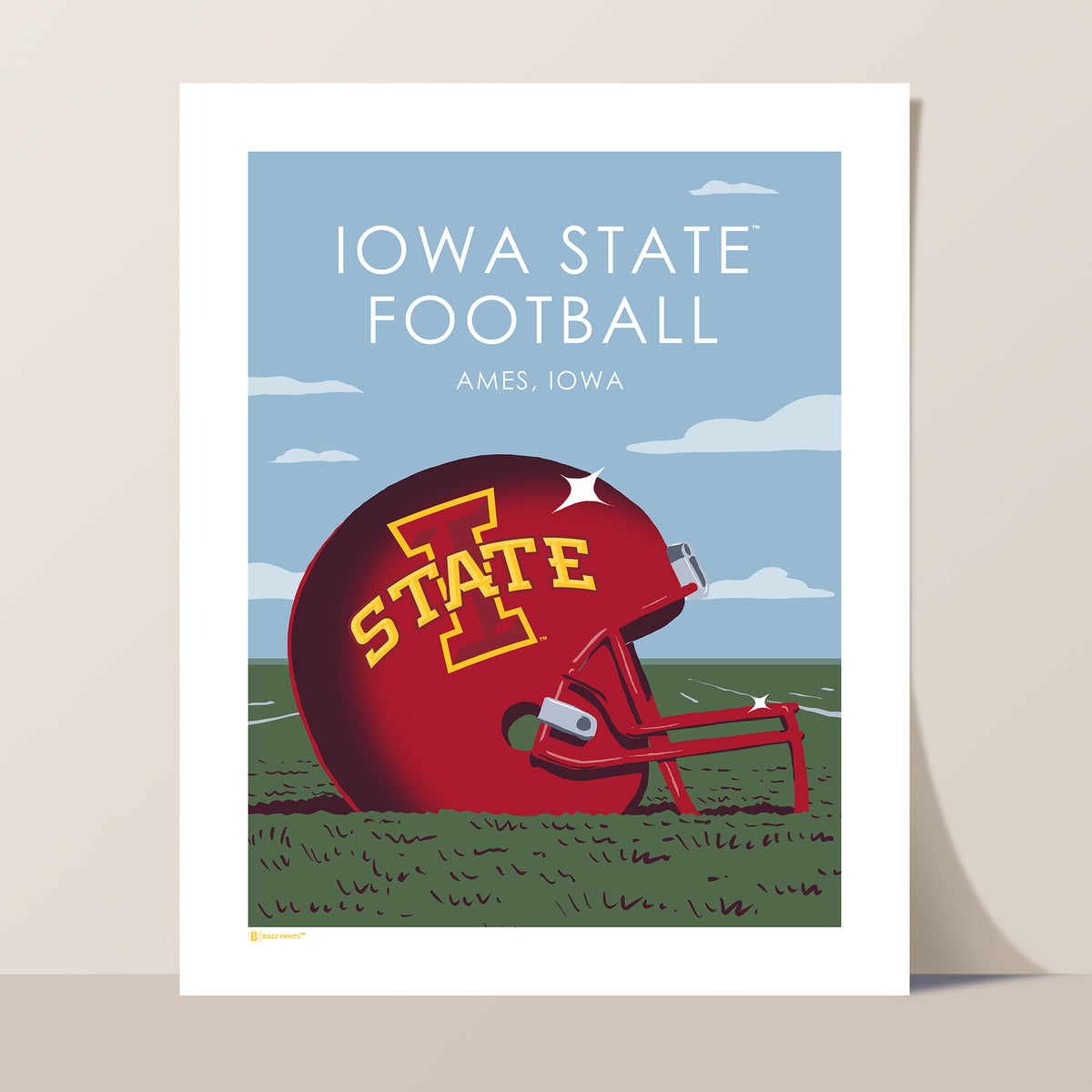 cool football helmet phrames Iowa State Football Helmet Art Print