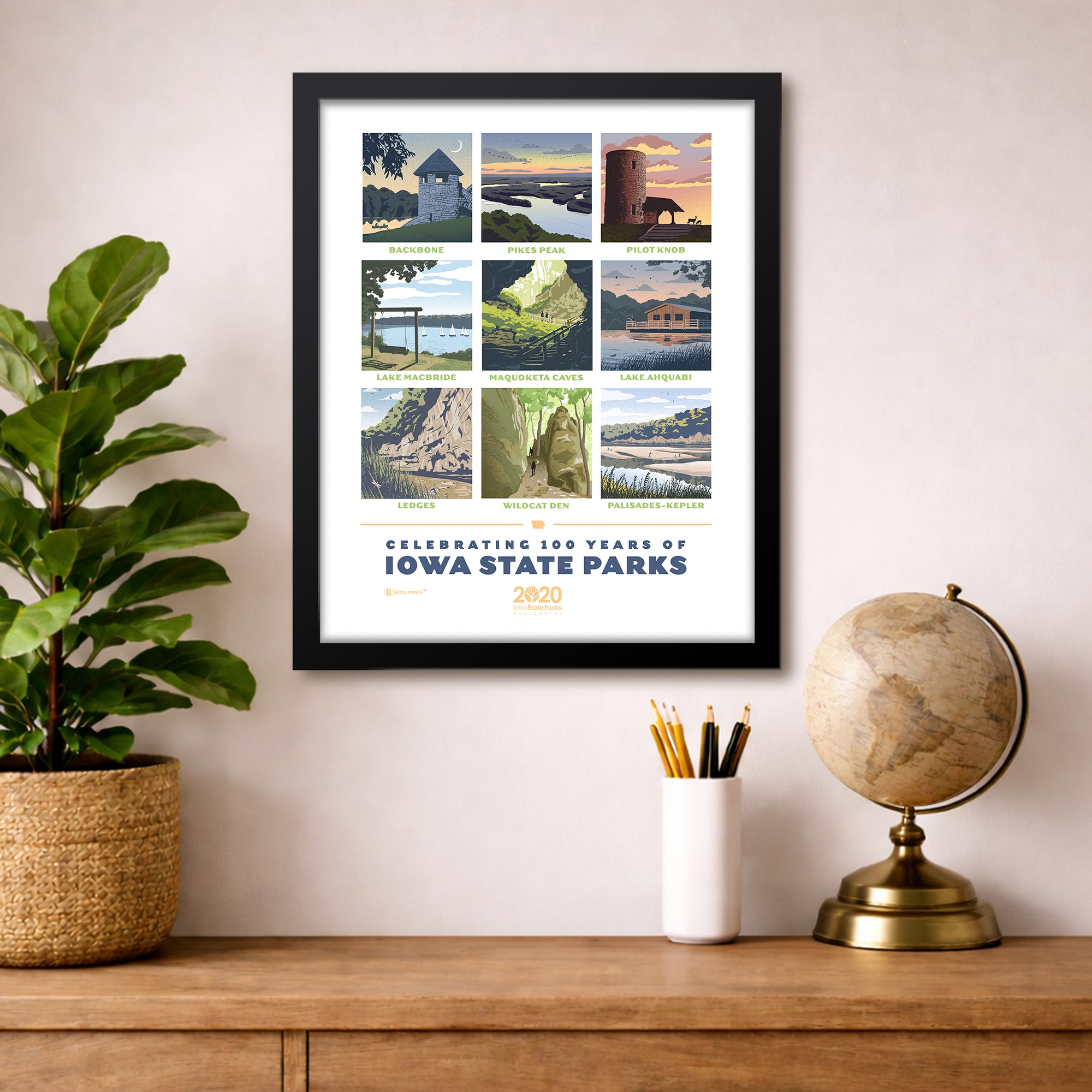 ia's Country Creations アートフレーム Iowa State Park Centennial Art Print - Bozz Prints