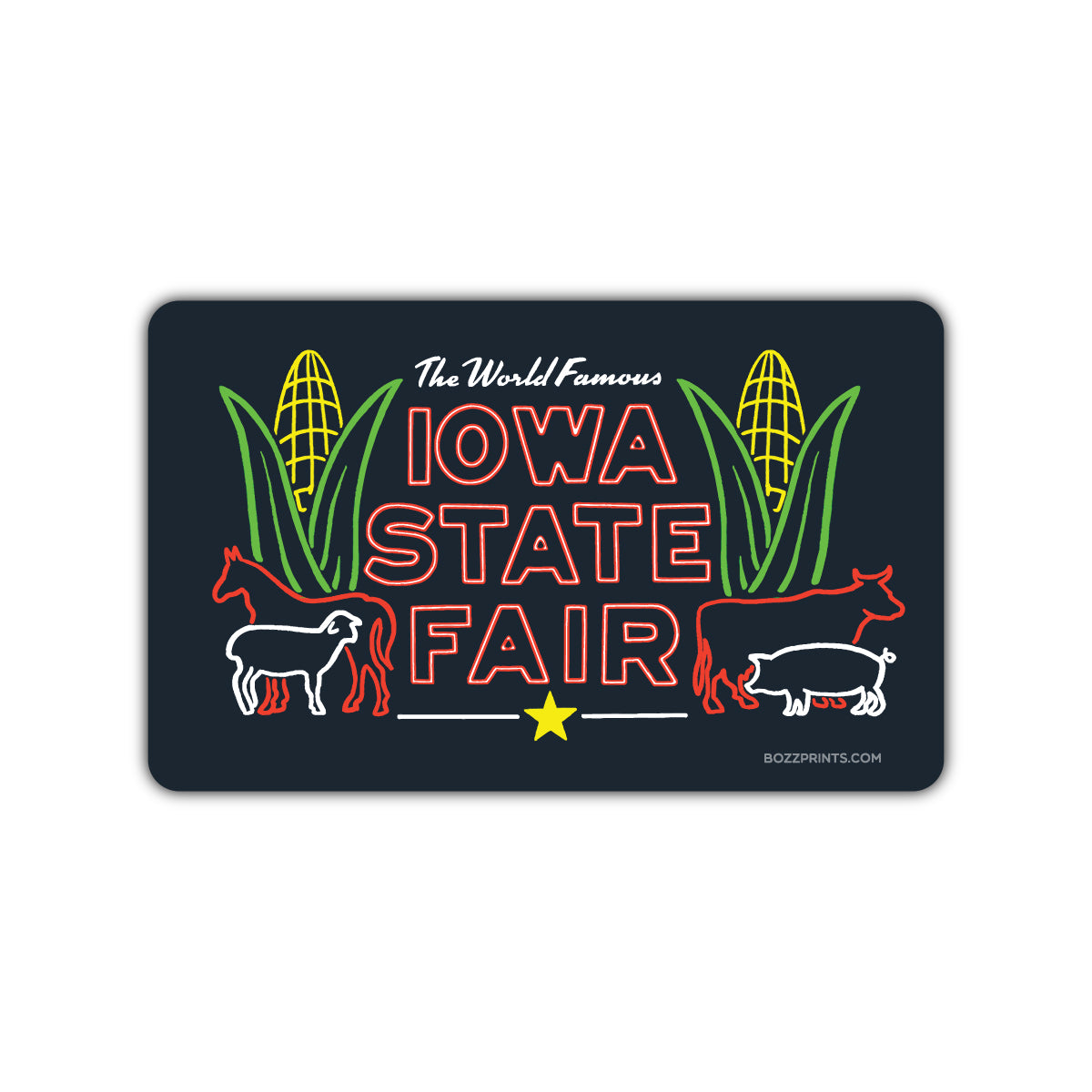 Iowa State Fair Neon Sticker