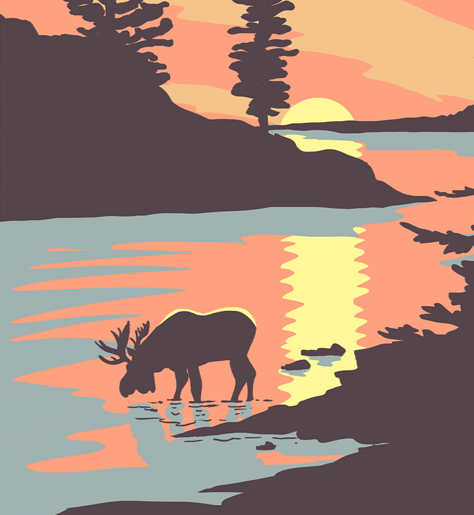 Isle Royale National Park Sunset Moose Print