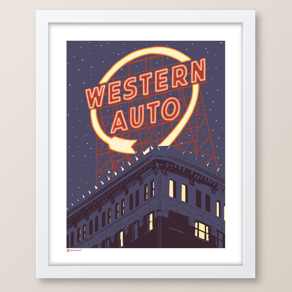 Kansas City Western Auto Lights Print