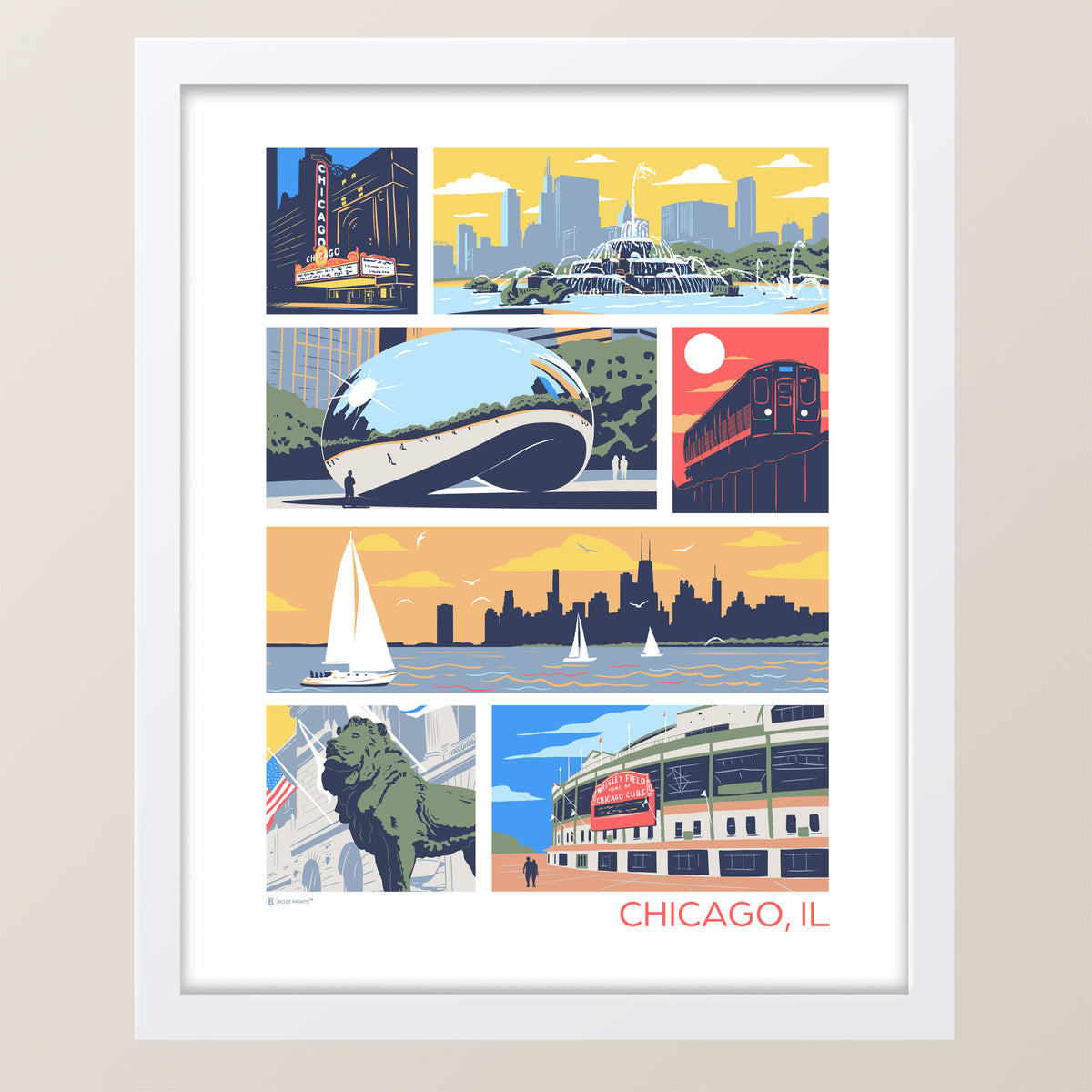 Landmarks of Chicago Print