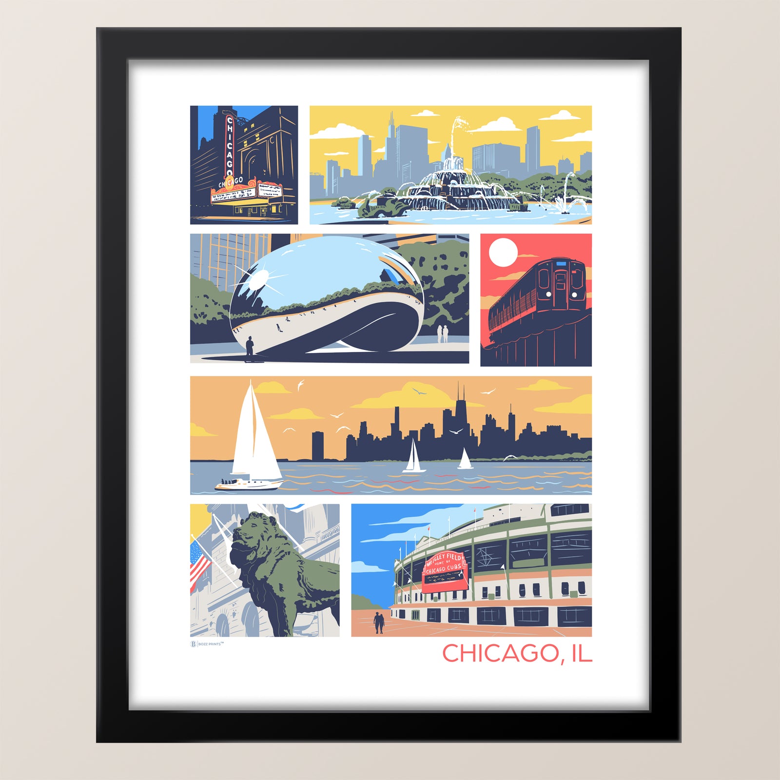Landmarks of Chicago Print