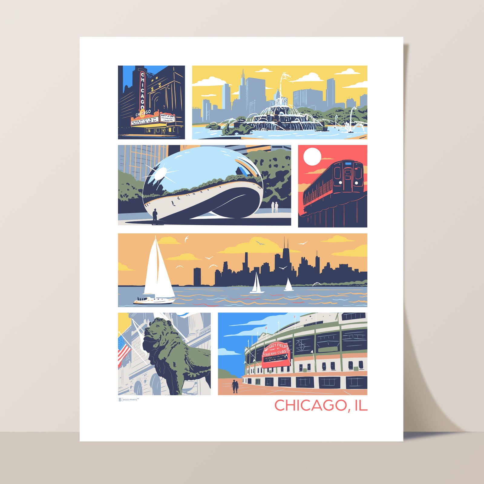 Landmarks of Chicago Print