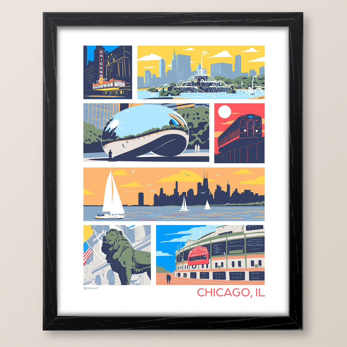 Landmarks of Chicago Print