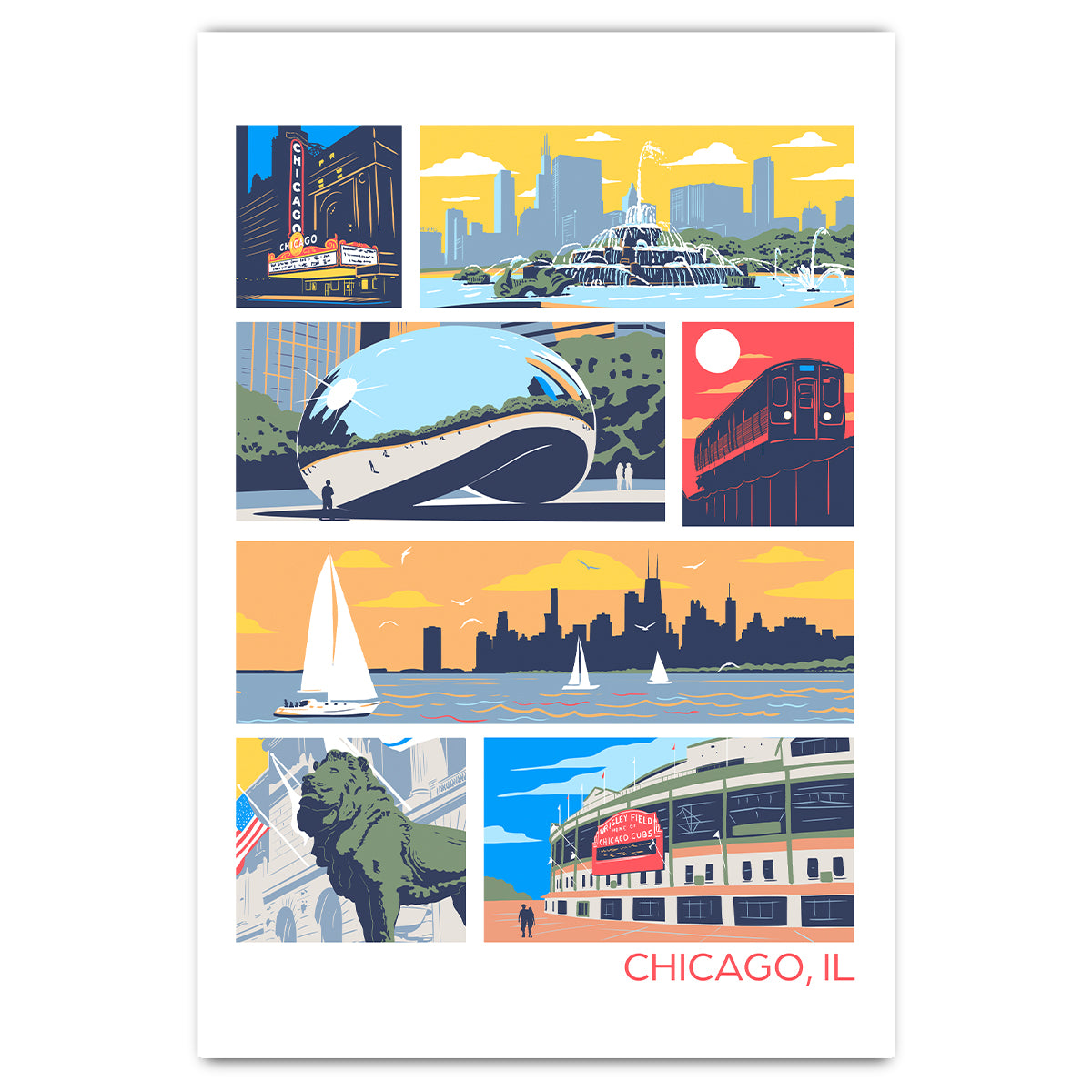 Landmarks of  Chicago Postcard