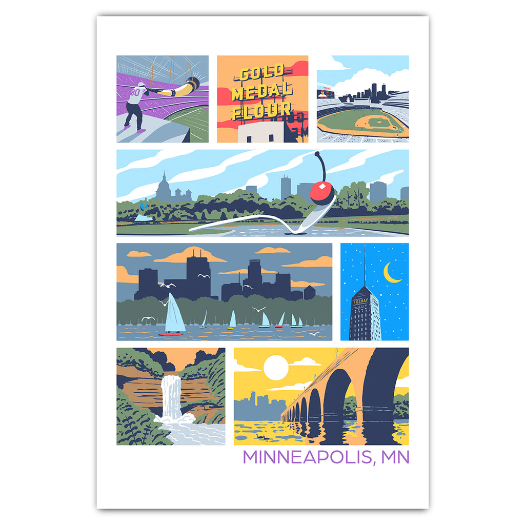 Landmarks of Minneapolis Postcard - Bozz Prints