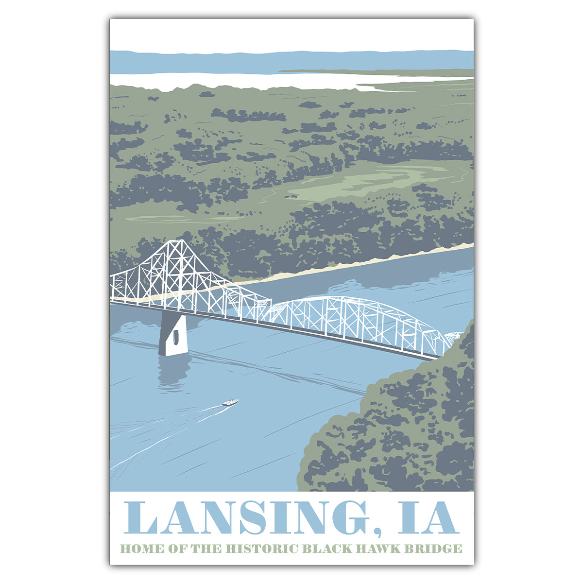 Lansing Black Hawk Bridge Postcard