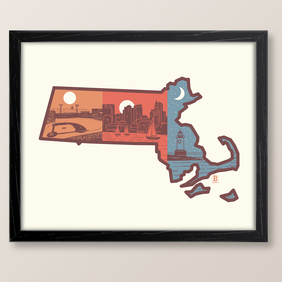 Layers of Massachusetts Print