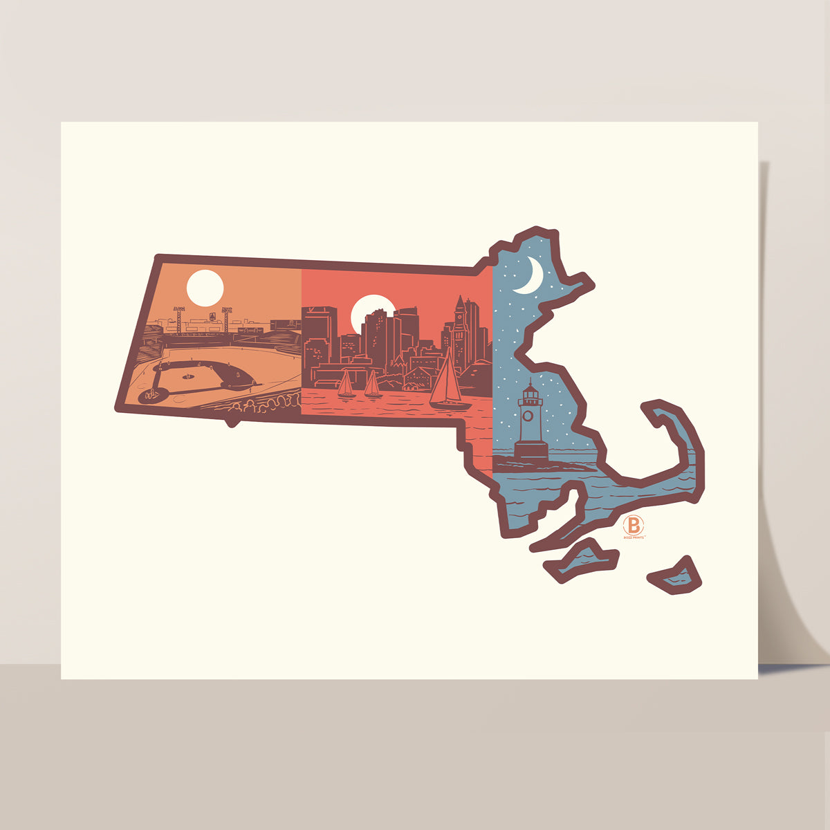 Layers of Massachusetts Print