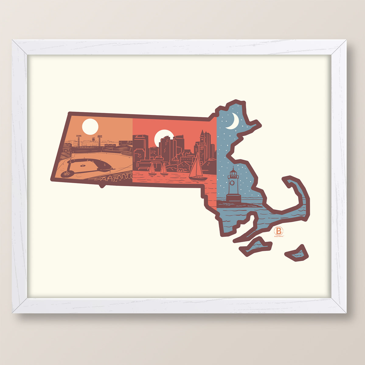 Layers of Massachusetts Print