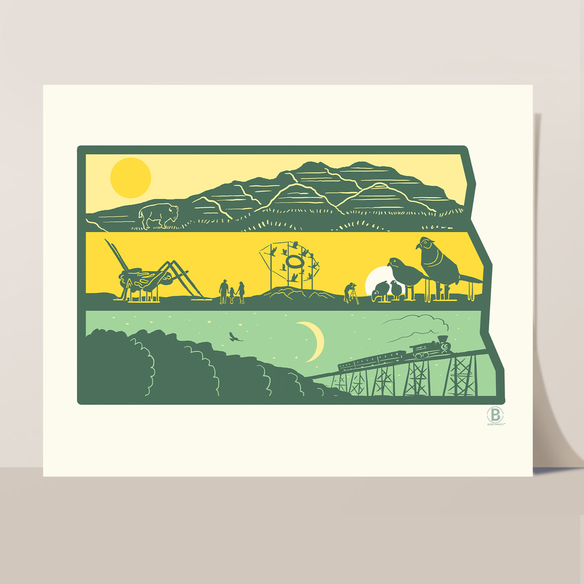 Layers of North Dakota Print