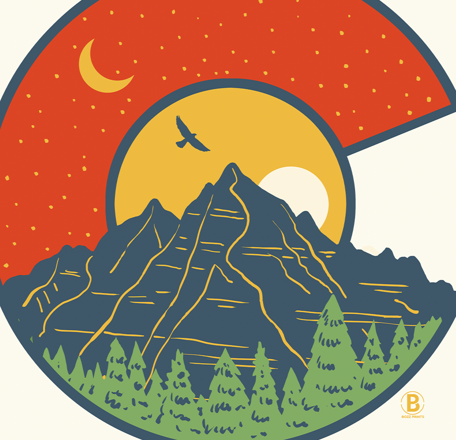 Layers of Colorado "C" Flag Print