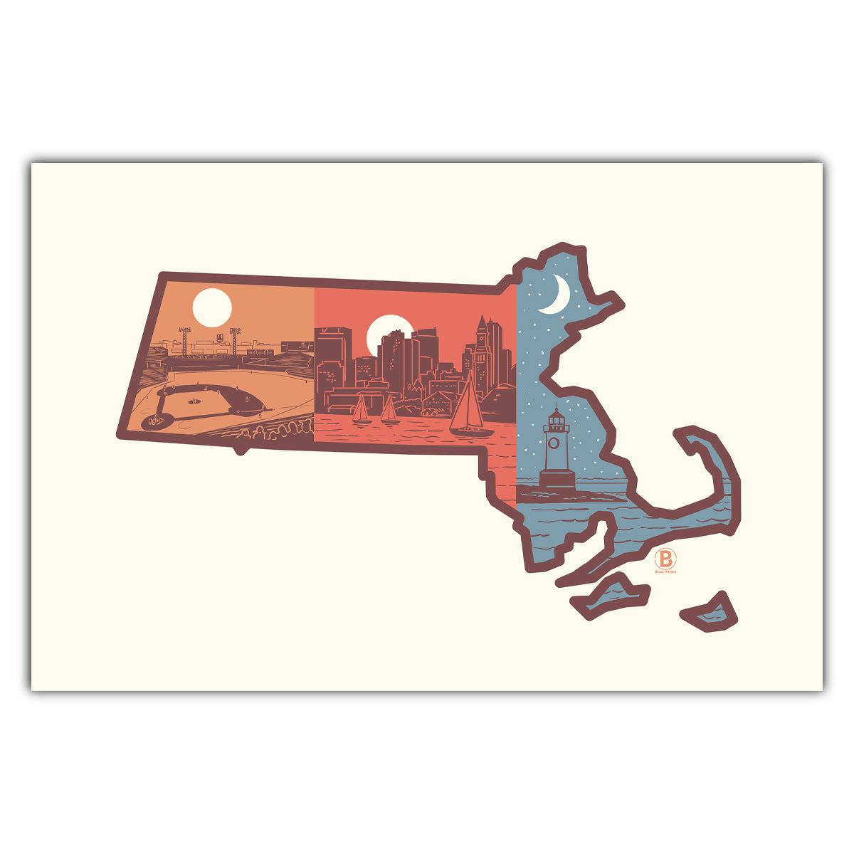 Layers of Massachusetts Postcard