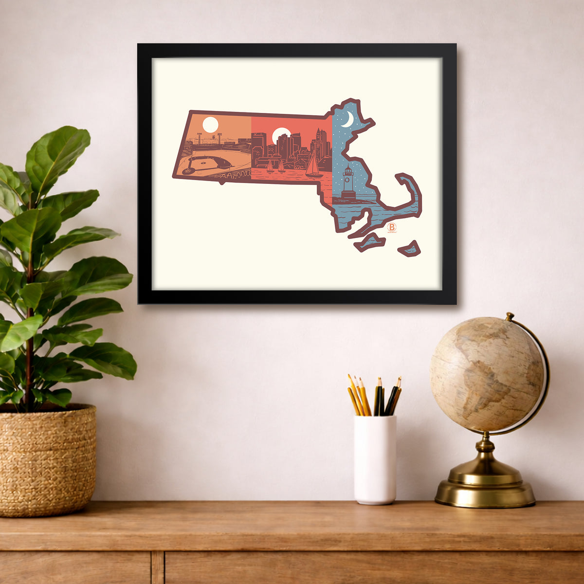 Layers of Massachusetts Print