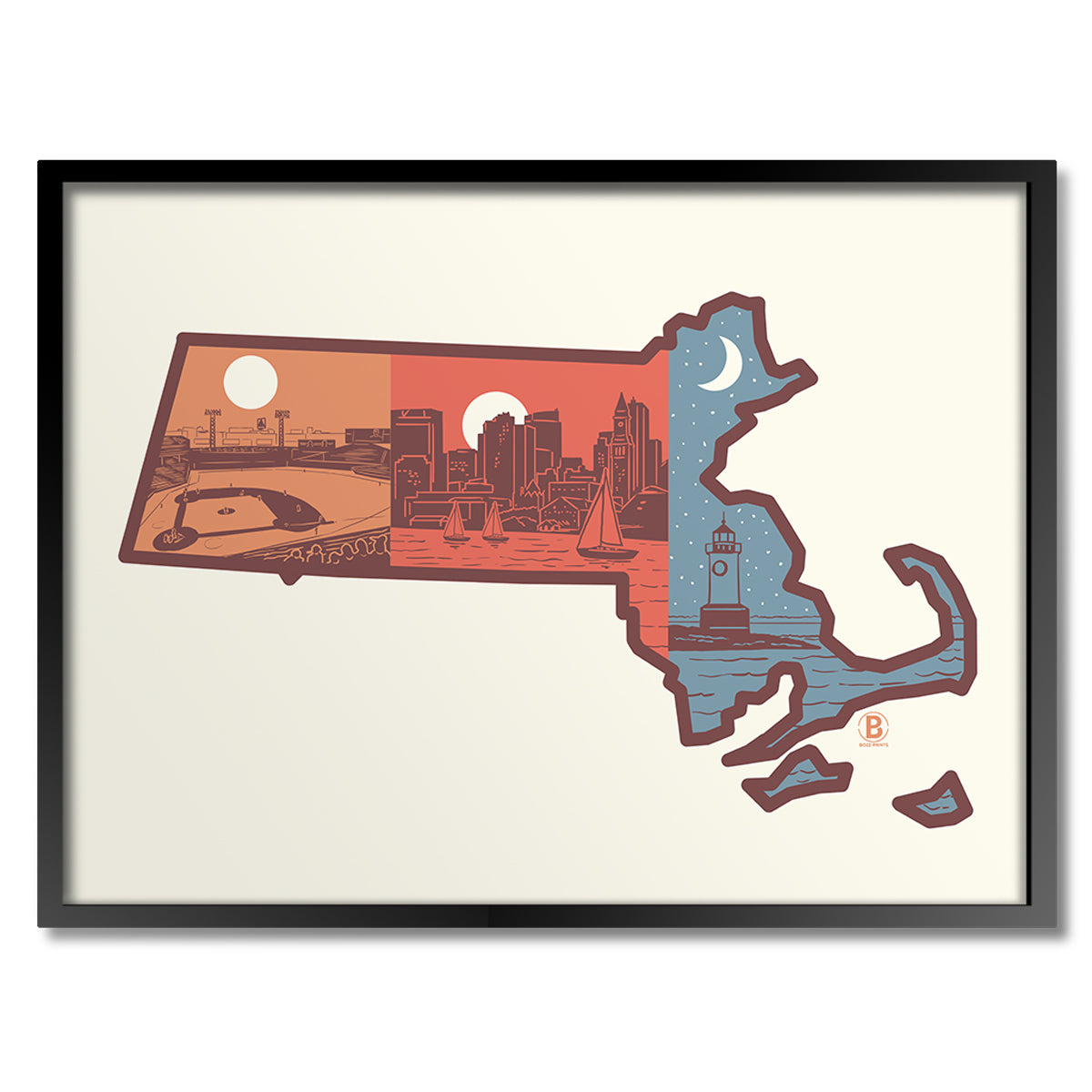Layers of Massachusetts Print