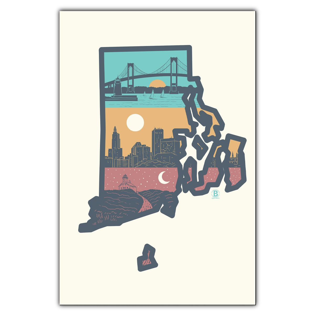 Layers of Rhode Island Postcard