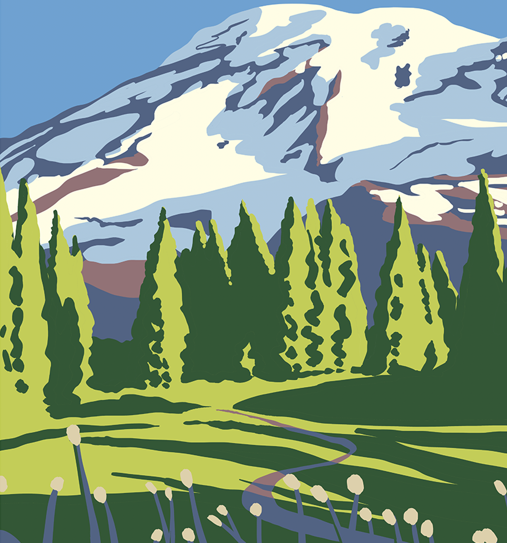 Mount Rainier National Park Skyline Trail Print
