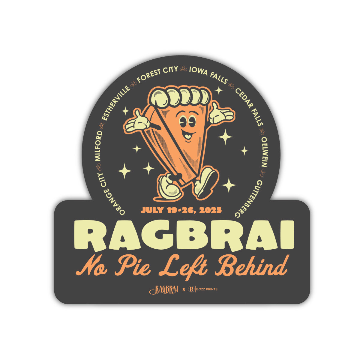 RAGBRAI LII No Pie Left Behind Sticker