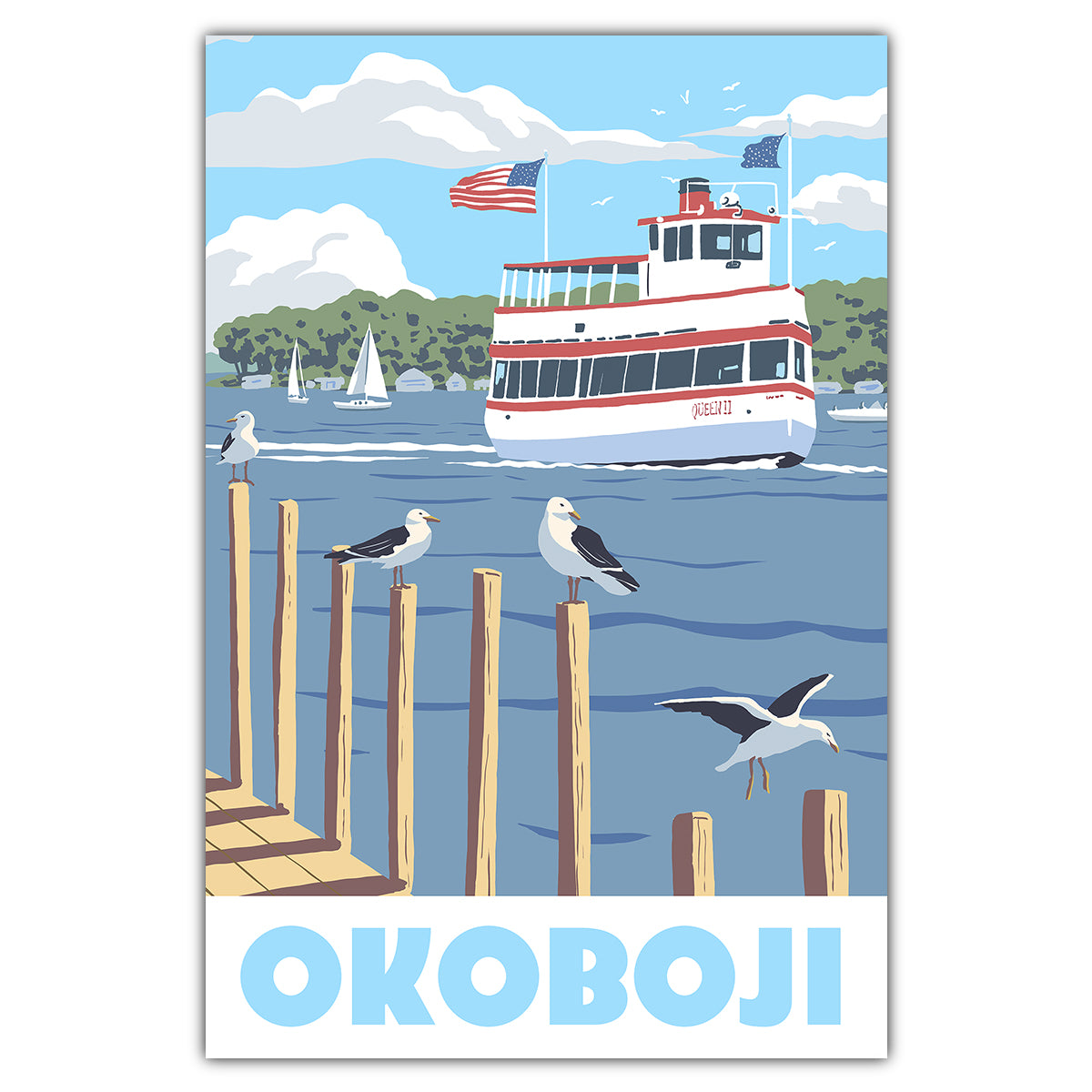 Okoboji Iowa Queen Postcard