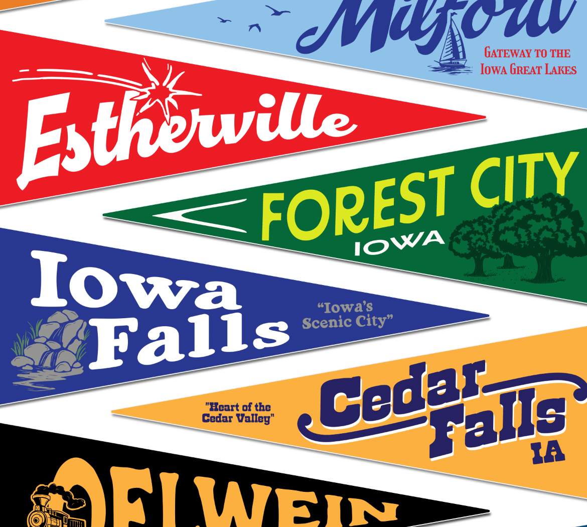RAGBRAI LII Town Pennants Print
