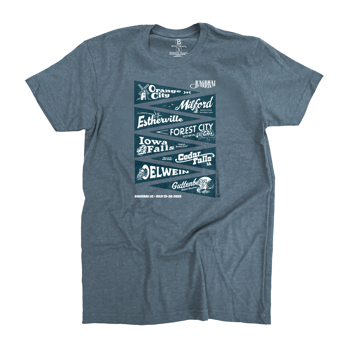 RAGBRAI LII Town Pennants T-Shirt