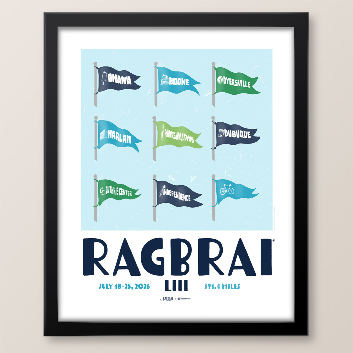 RAGBRAI LIII Town Flags Print