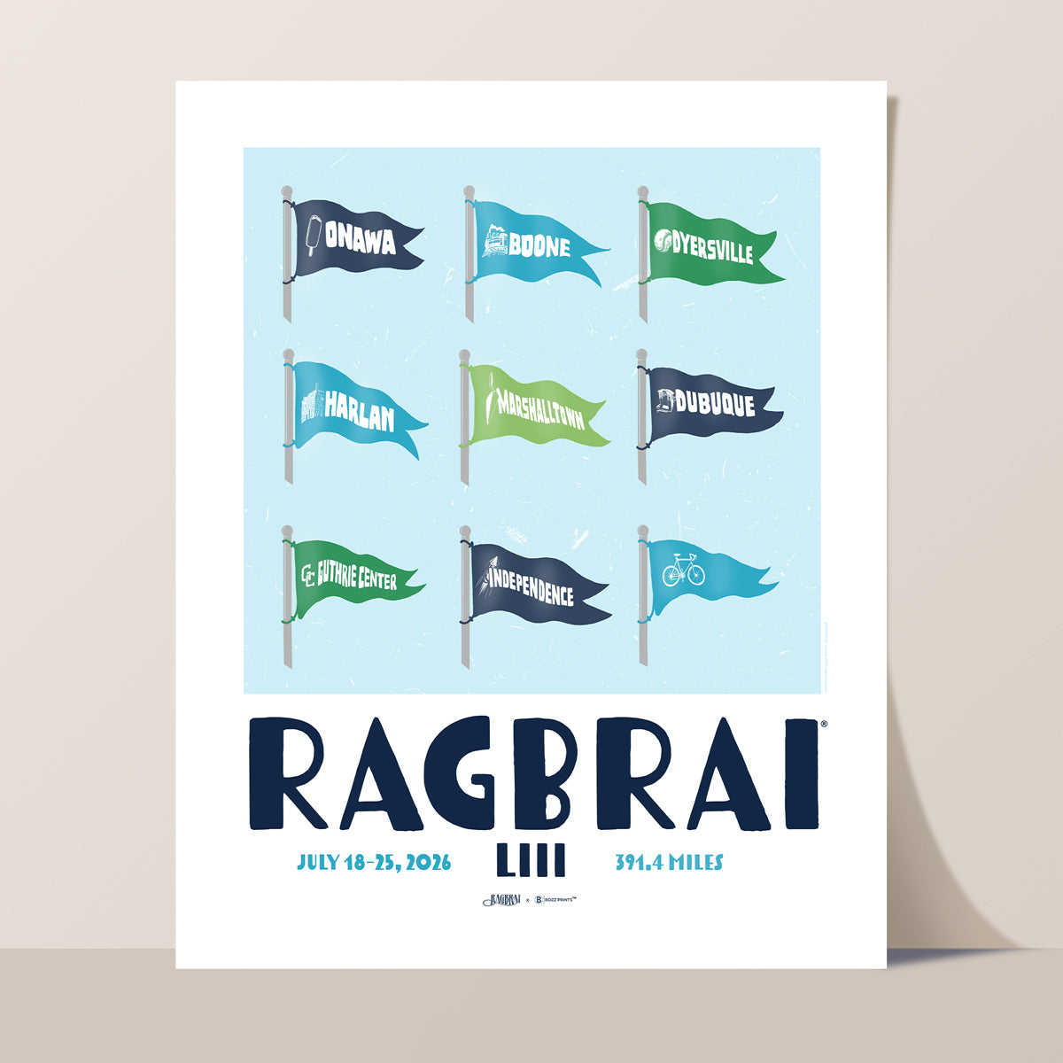 RAGBRAI LIII Town Flags Print